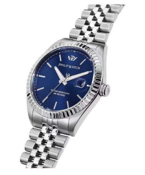 Philip Watch Caribe Urban Stainless Steel Blue Dial Quartz R8253597077 100M Mens Watch