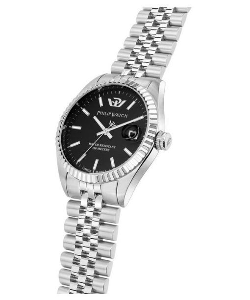 Philip Watch Caribe Urban Stainless Steel Black Sunray Dial Quartz R8253597586 100M Womens Watch