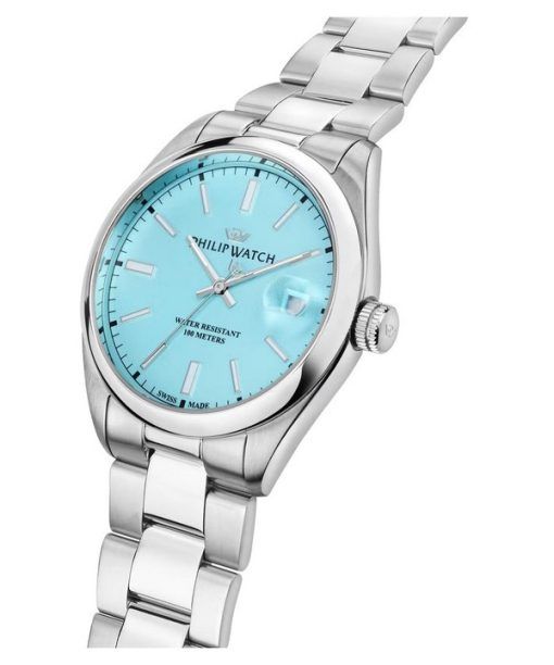 Philip Watch Caribe Urban Stainless Steel Turquoise Dial Quartz R8253597642 100M Mens Watch