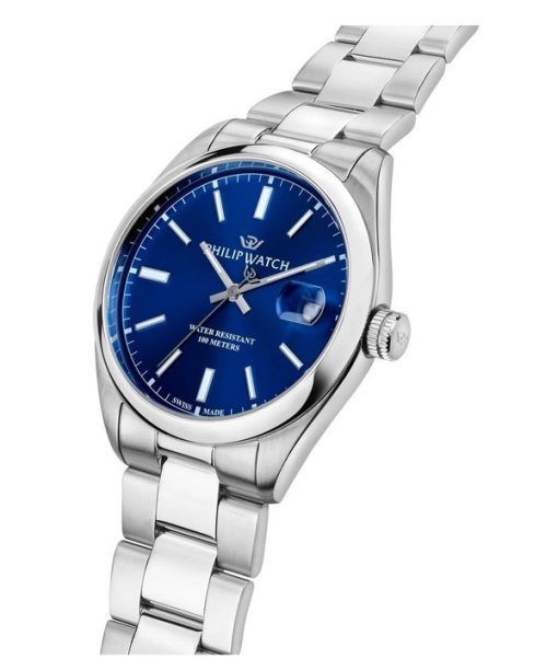 Philip Watch Caribe Urban Stainless Steel Blue Sunray Dial Quartz R8253597644 100M Mens Watch