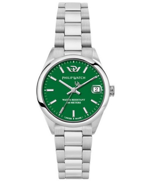 Philip Watch Caribe Urban Stainless Steel Green Dial Quartz R8253597647 100M Mens Watch