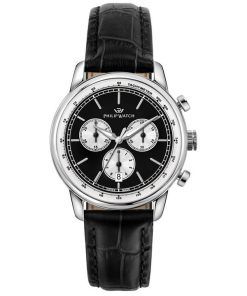 Philip Watch Anniversary Chronograph Leather Strap Black Dial Quartz R8271650002 100M Mens Watch