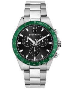 Philip Watch Caribe Sport Chronograph Stainless Steel Black Sunray Dial Quartz R8273607010 100M Mens Watch