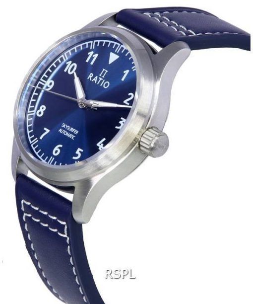 Ratio Skysurfer Pilot Blue Sunray Dial Leather Automatic RTS302 200M Mens Watch