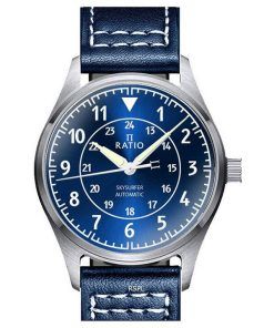 Ratio Skysurfer Pilot Blue Sunray Dial Leather Automatic RTS309 200M Mens Watch