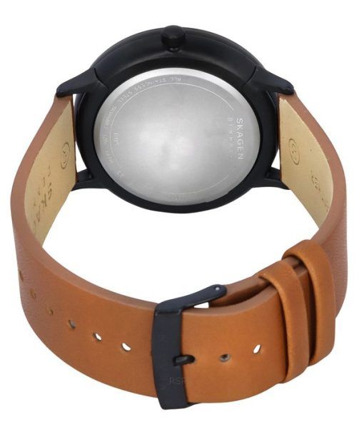 Skagen Riis Medium Brown Leather Strap White Dial Quartz SKW6883 Mens Watch