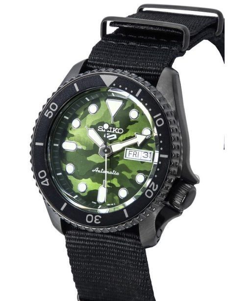 Seiko 5 Sports SKX Street Style Nylon Strap Camouflage Dial Automatic SRPJ37 SRPJ37K1 SRPJ37K 100M Mens Watch