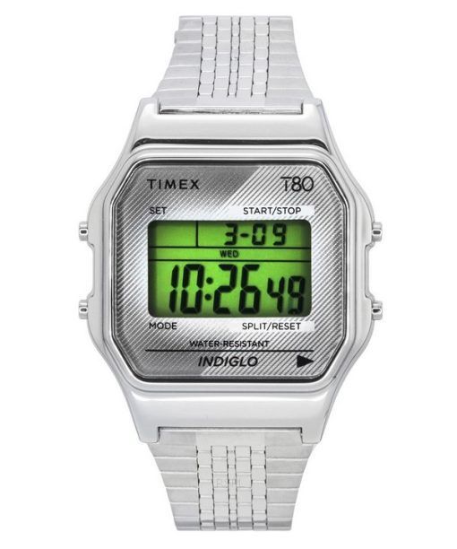 Timex T80 Digital Stainless Steel Bracelet Quartz TW2R79300 Unisex Watch