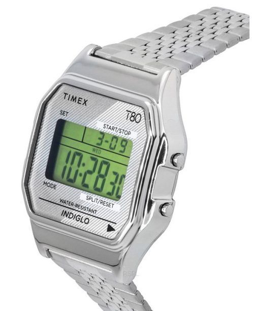 Timex T80 Digital Stainless Steel Bracelet Quartz TW2R79300 Unisex Watch