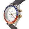 Timex Waterbury Traditional GMT Leather Strap White Dial Quartz TW2U99100 100M Mens Watch