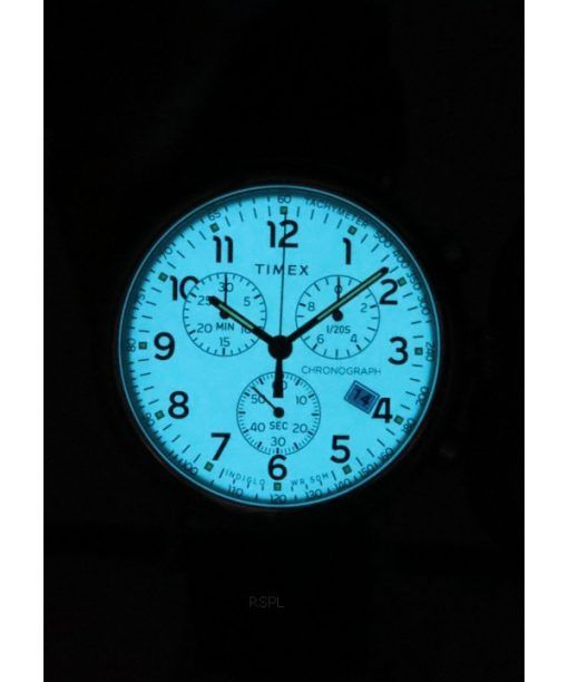 Timex Standard Chronograph Leather Strap Luminous Beige Dial Quartz TW2V27600 Mens Watch