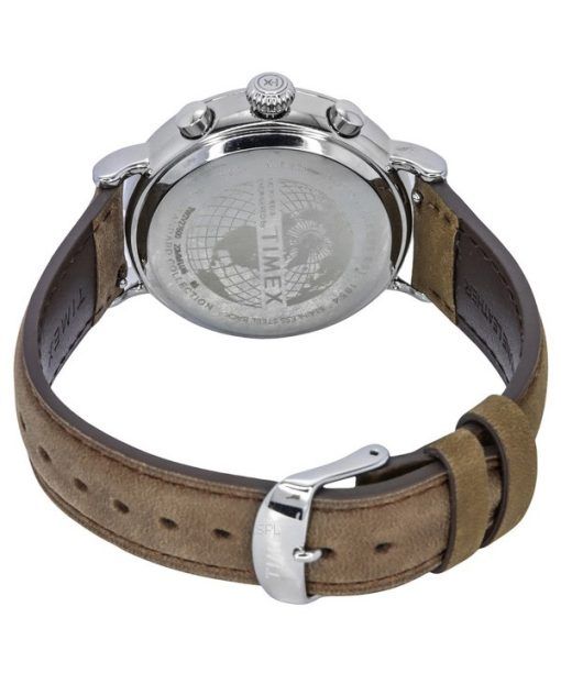 Timex Standard Chronograph Leather Strap Luminous Beige Dial Quartz TW2V27600 Mens Watch