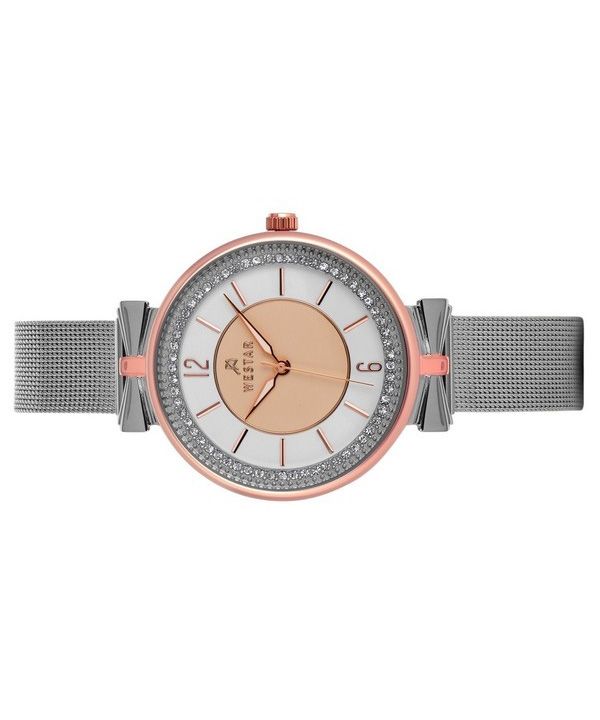 Westar Zing Crystal Accents Stainless Steel Mesh Gold And Silver Dial Quartz 00130SPN601 Women's Watch