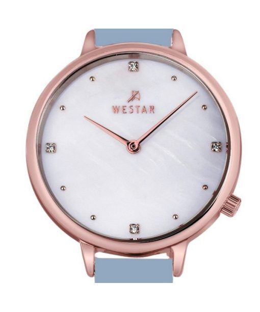 Westar Zing Crystal Accents Leather Strap White Mother Of Pearl Dial Quartz 00133PPN681 Women's Watch
