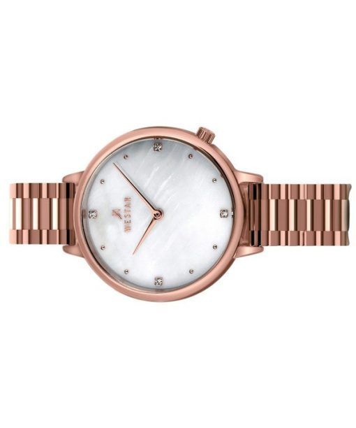 Westar Zing Crystal Accents Rose Gold Tone Stainless Steel White Mother Of Pearl Dial Quartz 00135PPN611 Women's Watch