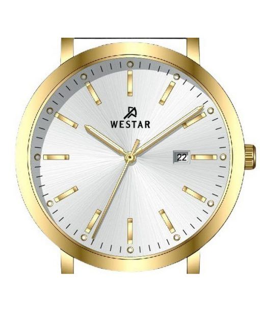 Westar Profile Leather Strap Silver Dial Quartz 50216GPN107 Men's Watch