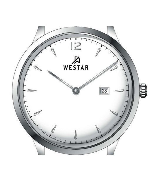 Westar Profile Leather Strap White Dial Quartz 50217STN101 Men's Watch
