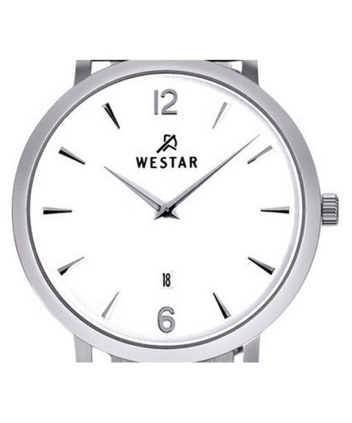 Westar Profile Leather Strap White Dial Quartz 50219STN101 Men's Watch