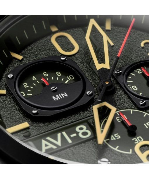 AVI-8 Hawker Hunter Deep Green Retrograde Chronograph Quartz AV-4052-08 Mens Watch