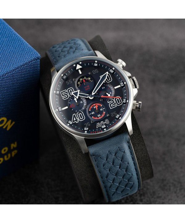 AVI-8 Hawker Typhoon Rb396 Sheila Chronograph Limited Edition Volkel Blue Dial Quartz AV-4093-07 Men's Watch
