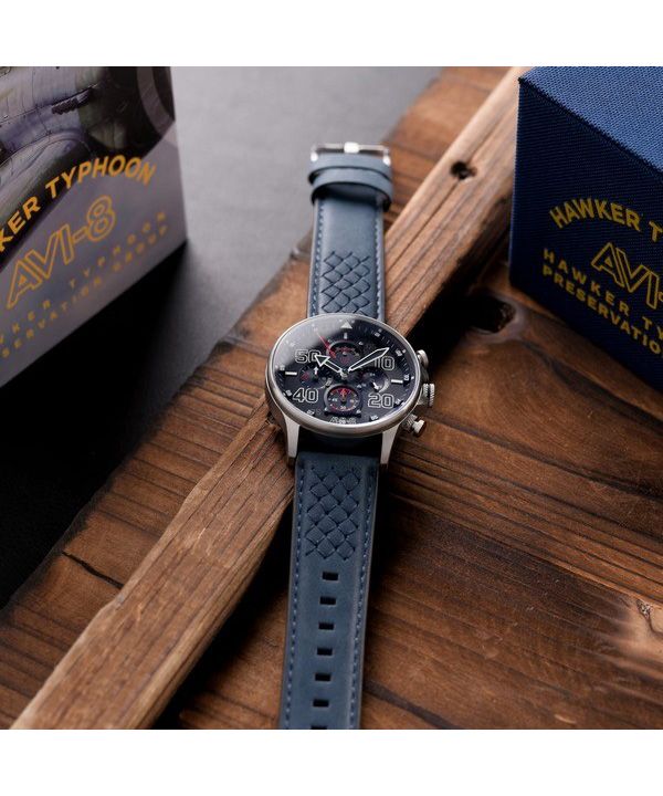 AVI-8 Hawker Typhoon Rb396 Sheila Chronograph Limited Edition Volkel Blue Dial Quartz AV-4093-07 Men's Watch