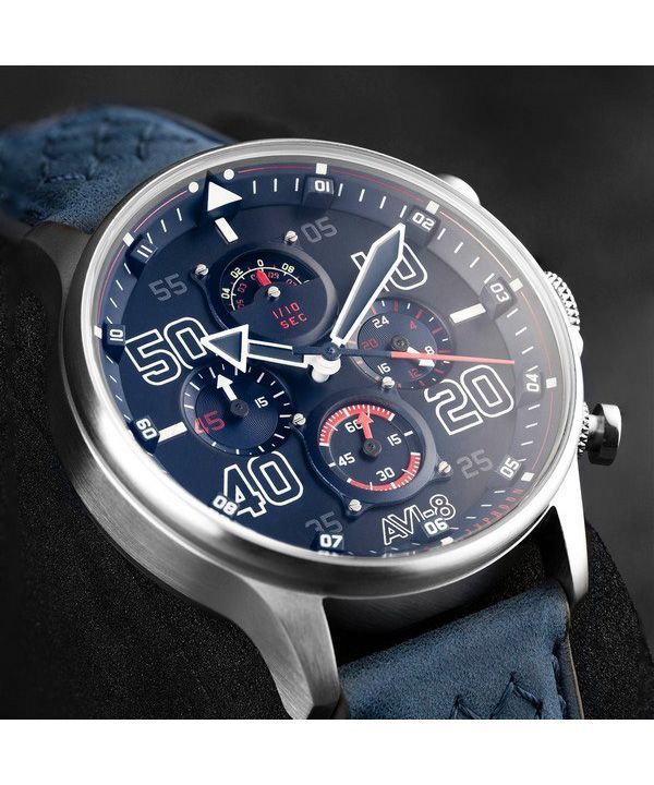 AVI-8 Hawker Typhoon Rb396 Sheila Chronograph Limited Edition Volkel Blue Dial Quartz AV-4093-07 Men's Watch