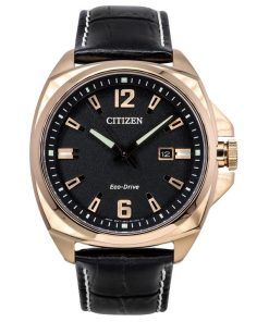 Citizen Eco-Drive Sport Luxury Endicott Leather Strap Black Dial AW1723-02E 100M Mens Watch