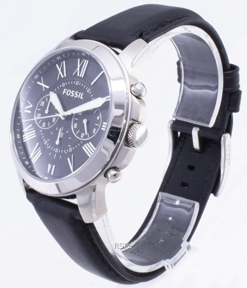Fossil Grant Chronograph Black Leather Strap FS4812 Mens Watch