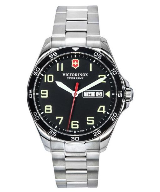 Victorinox Swiss Army FieldForce Stainless Steel Black Dial Quartz 241849 100M Mens Watch