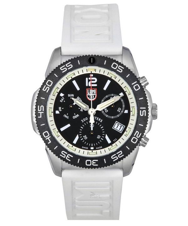 Luminox Pacific Diver Chronograph White Rubber Strap Black Dial Quartz Diver's XS.3141 200M Men's Watch
