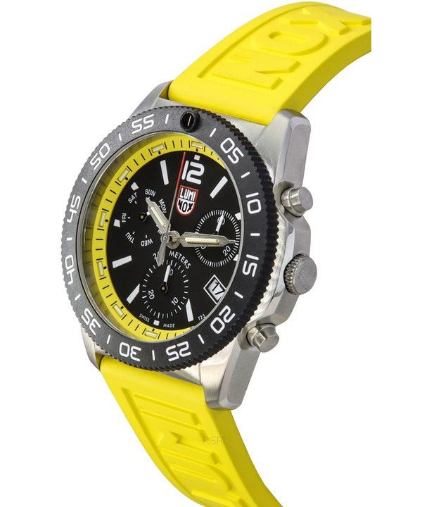 Luminox Pacific Diver Chronograph Yellow Rubber Strap Black Dial Quartz Diver's XS.3145 200M Men's Watch