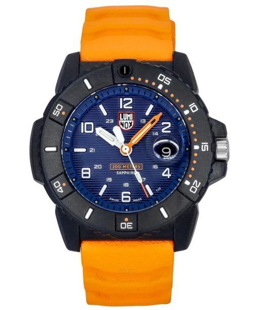 Luminox Navy Seal Orange Rubber Strap Blue Dial Quartz Diver's XS.3603 200M Men's Watch