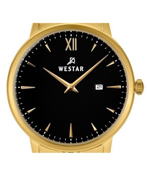 Westar Profile Gold Tone Stainless Steel Black Dial Quartz 40215GPN103 Womens Watch
