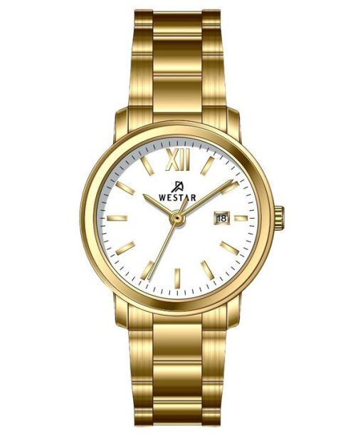 Westar Profile Stainless Steel White Dial Quartz 40245GPN101 Womens Watch