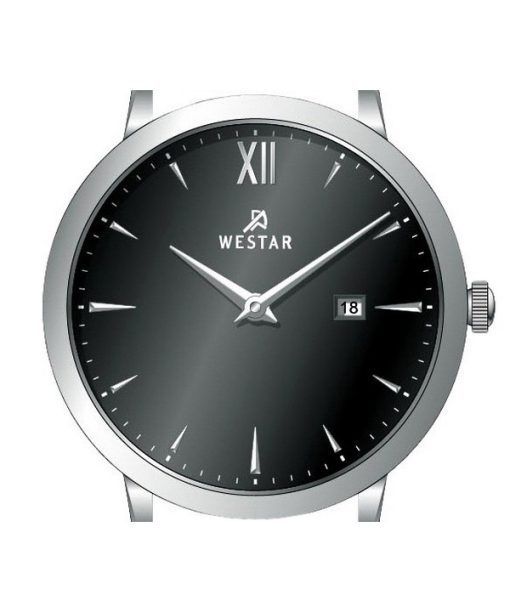 Westar Profile Leather Strap Black Dial Quartz 50214STN103 Mens Watch