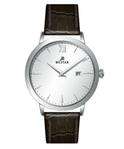 Westar Profile Leather Strap Silver Dial Quartz 50214STN127 Mens Watch