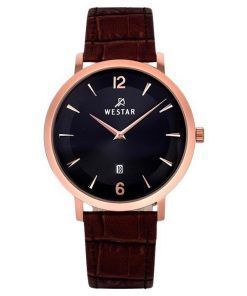 Westar Profile Leather Strap Black Dial Quartz 50219PPN623 Mens Watch