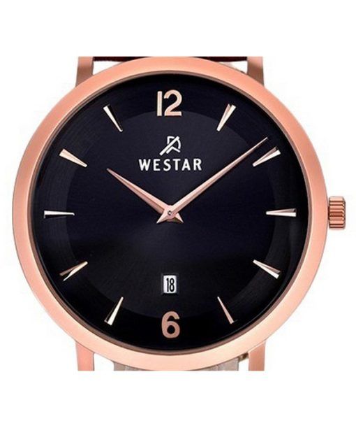 Westar Profile Leather Strap Black Dial Quartz 50219PPN623 Mens Watch