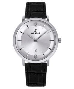 Westar Profile Leather Strap Silver Dial Quartz 50219STN107 Mens Watch