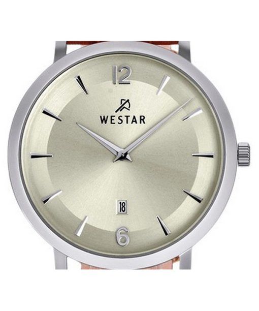 Westar Profile Leather Strap Light Champagne Dial Quartz 50219STN122 Mens Watch