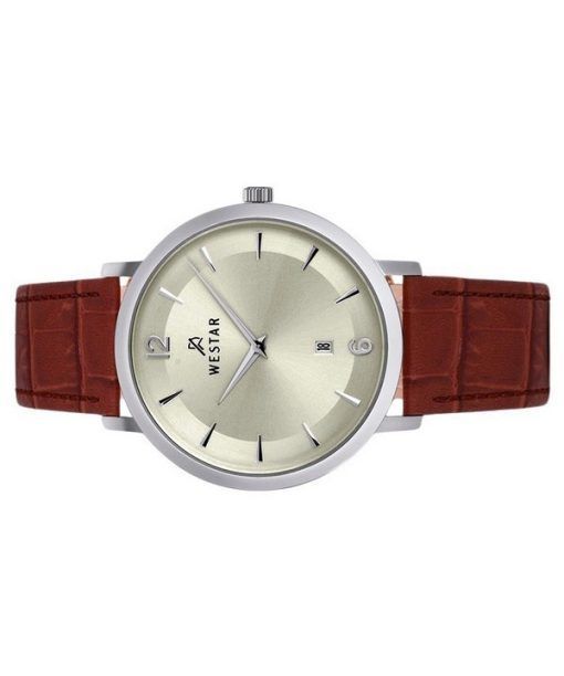 Westar Profile Leather Strap Light Champagne Dial Quartz 50219STN122 Mens Watch