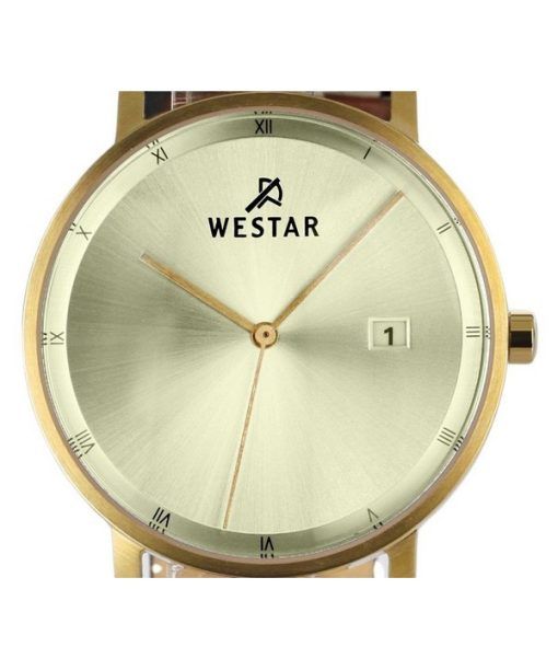 Westar Profile Black Leather Strap Light Champagne Dial Quartz 50221GPN102 Mens Watch