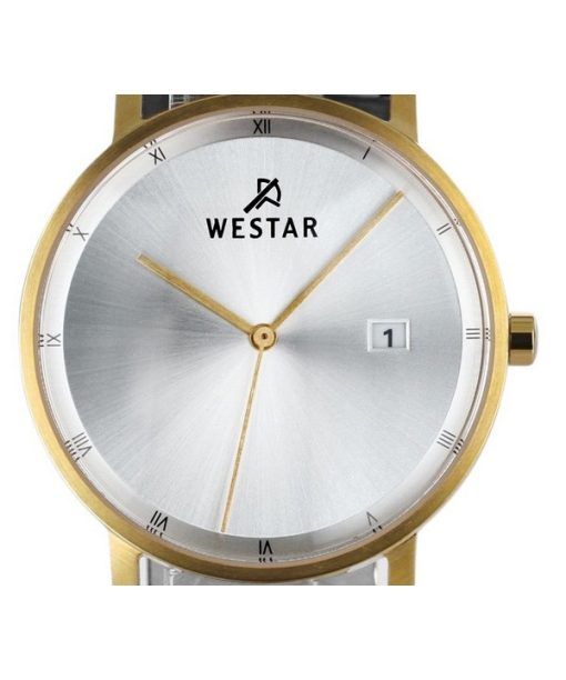 Westar Profile Black Leather Strap Silver Dial Quartz 50221GPN107 Mens Watch