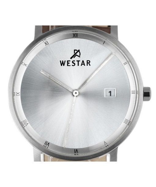Westar Profile Leather Strap Silver Dial Quartz 50221STN107 Mens Watch
