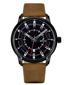 Westar Profile Leather Strap Black Dial Quartz 50228STN883 Mens Watch