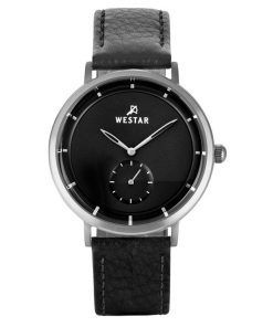 Westar Profile Leather Strap Black Dial Quartz 50246STN103 Mens Watch