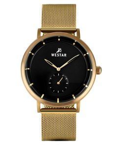 Westar Profile Gold Tone Stainless Steel Black Dial Quartz 50247BZZ103 Mens Watch