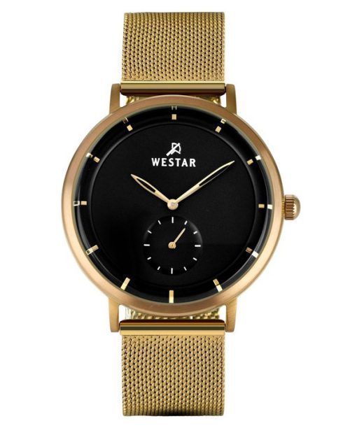 Westar Profile Gold Tone Stainless Steel Black Dial Quartz 50247BZZ103 Mens Watch