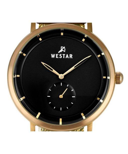 Westar Profile Gold Tone Stainless Steel Black Dial Quartz 50247BZZ103 Mens Watch