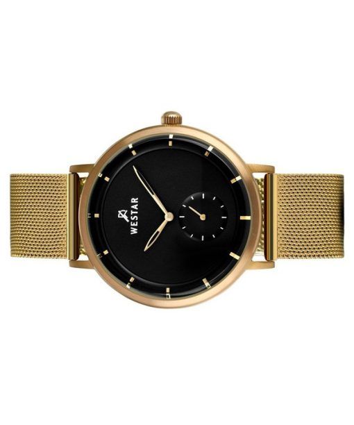 Westar Profile Gold Tone Stainless Steel Black Dial Quartz 50247BZZ103 Mens Watch